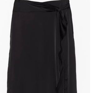 Black satin drape skirt NWT